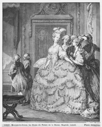 Die Dame im Palais de la Reine, graviert von Pietro Antonio Martini (1739-97) 1777